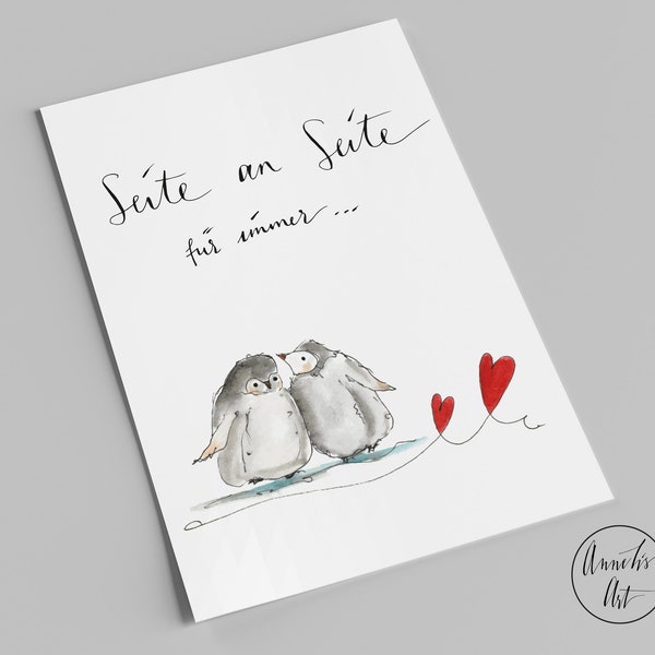 Liebeskarte mit Spruch | Seite an Seite - für immer | Postkarte für die Liebe | Valentinstagskarte