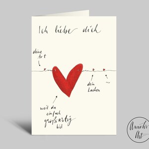 Valentinstagskarte | Liebeskarte | Ich liebe dich | Klappkarte mit Umschlag