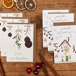 Kerstkaarten pakje van 6 | gezellige kersttijd | 3 x "Magic Christmas Time" en 3 x "Merry Christmas | met enveloppen