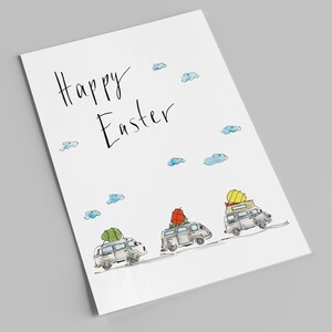 Osterkarte | Happy Easter Osterbullis | Bullikarte zu Ostern mit bunten Eiern