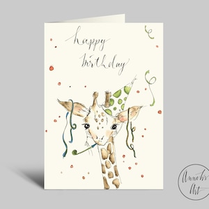 Klappkarte mit Umschlag | Grußkarte zum Geburtstag | Giraffe | Happy Birthday