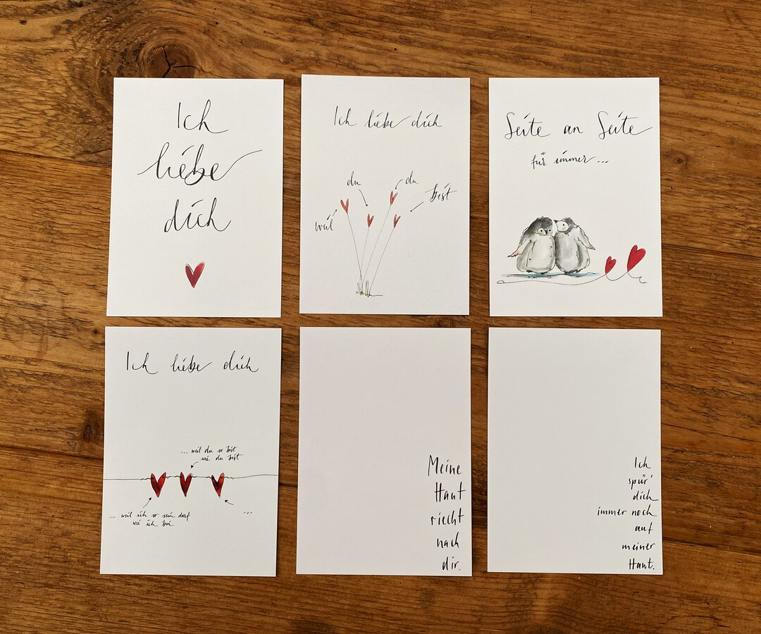 Liebeskarten 6erSet Liebe Sechs Postkarten zum Valentinstag Sparpaket