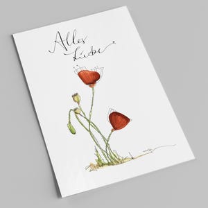 Postkarte | Alles Liebe | Klatschmohn | NEUAUFLAGE | Grußkarte zu Geburtstag, Muttertag, und vielem mehr