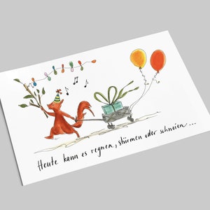 Geburtstagskarte | Heute kann es regnen, stürmen oder schneien | Eichhörnchen | Postkarte