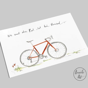 Rennrad Postkarte Fahrrad mit Spruch Wer rennt ohne Rad, hat kein Rennrad. Rennradliebe Bild 1