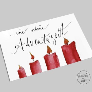 Christmas card | Have a nice Advent season | Four Advent candles | Advent card with saying