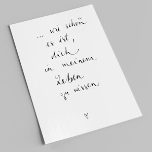 Spruchkarte | ...wie schön es ist, dich in meinem Leben zu wissen | Liebeskarte mit Schriftzug | Handlettering