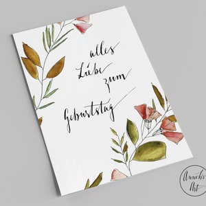 Geburtstagskarte | Alles Liebe zum Geburtstag | bunte Herbstblätter | Postkarte zum Geburtstag