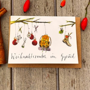 Weihnachtszauber im Gepäck | Weihnachtskarte mit Umschlag | Klappkarte zur Adventszeit | Wandern & Weihnachten