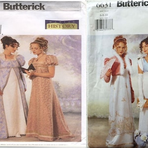 Butterick 6630 or 6631 OOP Misses&#39; & Petite Regency Empire Waist Jane Austen Dress or Coat (3 Sizes: 6-8-10/12-14-16/18-20-22) New/Uncut