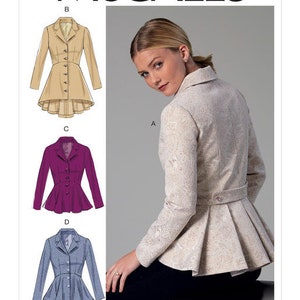 McCall's M7513 OOP Misses Peplum Lined & Fitted Jacket (Two Sizes: A5) 6-8-10-12-14 / E5) 14-16-18-20-22) New/Uncut