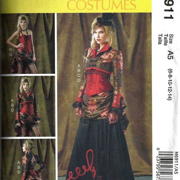 McCall's M6911 OOP Misses Mid-Victorian/Steampunk/Saloon Costume Sewing Pattern(Sz: A5 6-14 / E5 14-22) New/Uncut