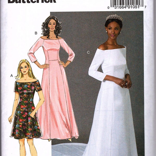 Butterick B6639 Meghan UK Royal Wedding Gown Sewing Pattern (Two Sizes: A5 6-8-10-12-14 / E5 14-16-18-20-22) New/Uncut