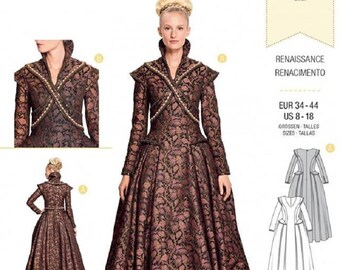 Burda 6398 Renaissance / Game of Thrones Jurk Misses Kostuum Naaien Patroon (Alle Maten US 8-18 / Eur 34-44) Nieuw / Ongesneden