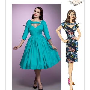 Butterick B6590 or Simplicity S9296 Gertie Retro Misses' Front-Opening V-Neck Dress Sewing Pattern (Two Sizes: A5 6-14 / E5 14-22) New/Uncut