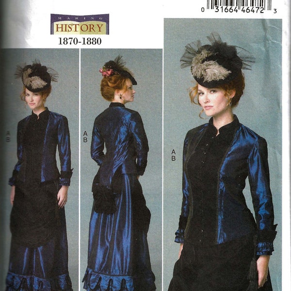 Butterick B6305 OOP Misses Victorian 1870-80 Jacket + Front Drape Skirt Costume Sewing Pattern (Misses B5 8-16/F5 16-24) New/Uncut