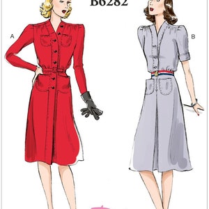 Butterick B6282 OOP Retro 1941 Misses&#39; Dress and Belt Costume Sewing Pattern (Two Sizes: B5 8-16 / F5 16-24) New/Uncut