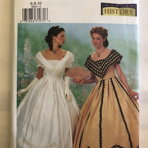 Butterick 6693 OOP Early-Victorian Flared Dress Civil War Costume  (3 Sizes: 6-8-10/12-14-16/18-20-22) New/Uncut