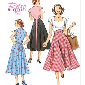 Butterick B6212 Misses Retro 1952 Pullover Back-Wrap Dresses Costume Sewing Pattern (Two Sizes: A5 6-14 / E5 14-22) New/Uncut