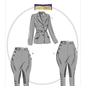 Butterick B6433 OOP Misses&#39; 1930&#39;s Banded Jacket Jodphurs and Breeches Costume Sewing Pattern (Two Sizes: A5 6-14 / E5 14-22) New/Uncut