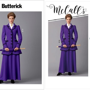 Butterick B6608 or McCall&#39;s M8136 OOP c1910 Edwardian Day Suit Mary Poppins Costume Sewing Pattern (Two Sizes: A5 6-14 / E5 14-22) New/Uncut