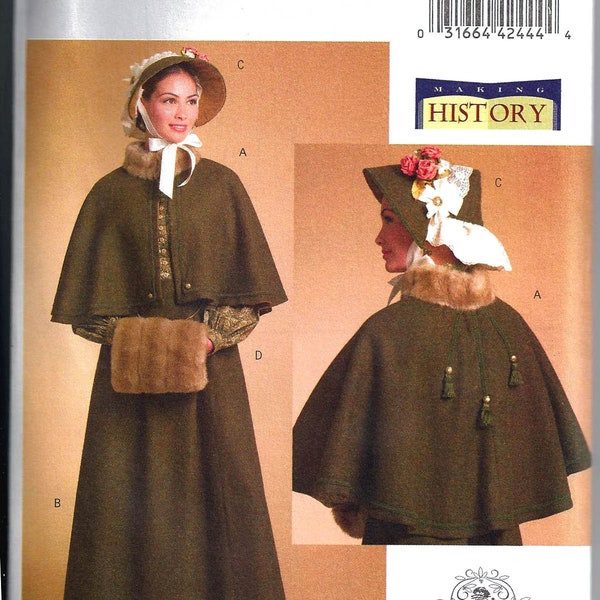 Butterick B5265 OOP Misses Dickens Early Victorian Cape Skirt Bonnet Costume Sewing Pattern (Two Sizes: 6-8-10-12 / 14-16-18-20) New/Uncut