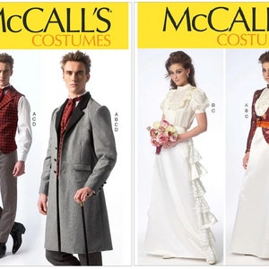 McCall&#39;s M7003 or M7071 OOP Men&#39;s/Misses Victorian Formal or Wedding Costumes Sewing Patterns New/Uncut (3 sizes) UPick