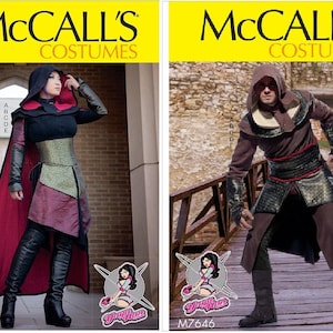 McCall&#39;s M7645/7646 OOP YAYA HAN Gaming Ninja or Assassin Cosplay Costume Sewing Patterns (Choice of Mens/Misses) New/Uncut