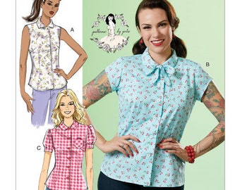 Butterick B6563 or Simplicity S9295 Gertie Retro Misses' Blouse Sewing Pattern (Two Sizes: A5 6-14 / E5 14-22) New/Uncut