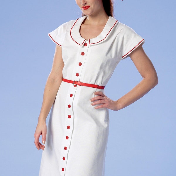 Butterick B6363 Misses' 1930's Retro Button-Front, Flutter Sleeve Dresses & Sun Hats (Two Sizes: A5) 6-14 / E5) 14-22) New/Uncut