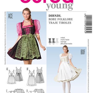 Burda Young 7057 DIRNDL Folk Costume Sewing Pattern (All Sizes US 6-20 / Eur 32-46) New/Uncut