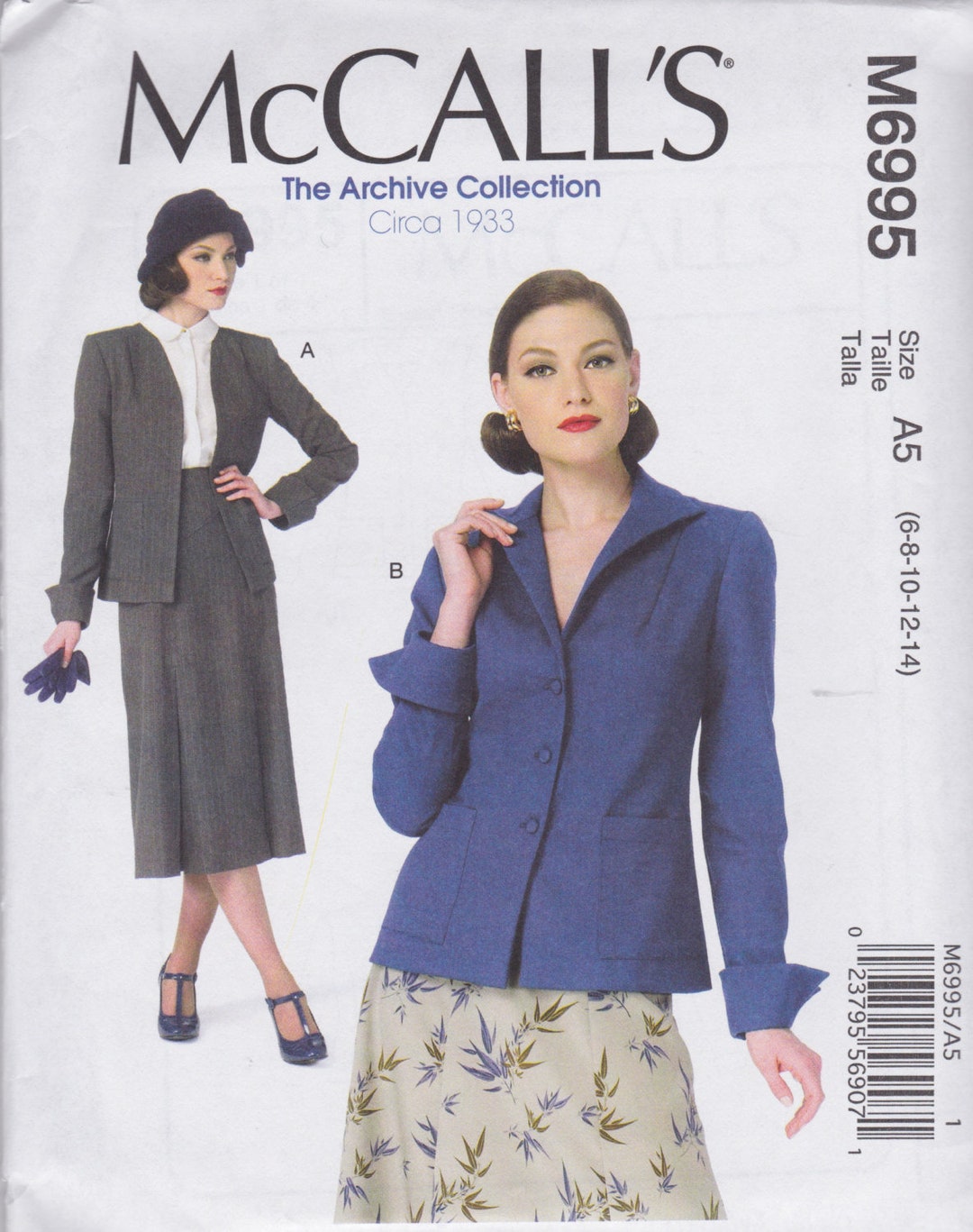 Mccall's M6995 OOP Archive Collection C1933 Jacket Sewing Pattern (sz ...