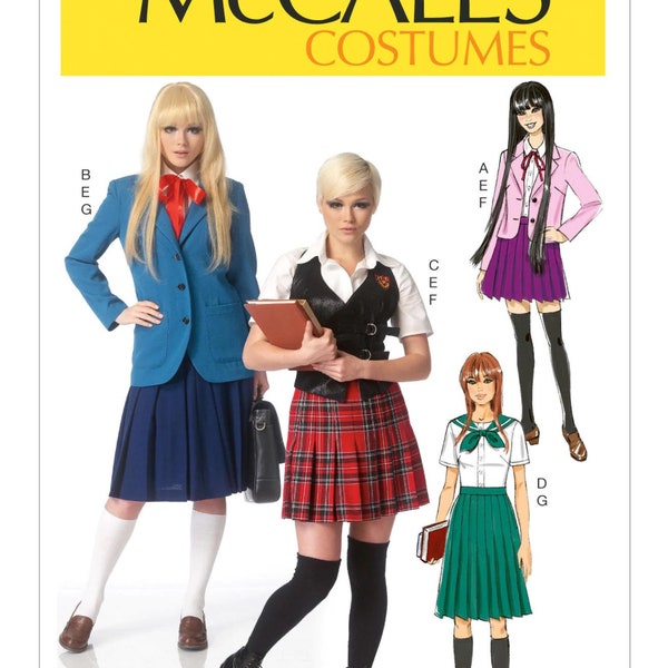 McCall's M7141 Misses Anime Cosplay Manga Japanese Schoolgirl Uniform Costume Sewing Pattern (Sz: A5 6-14 / E5 14-22) New/Uncut
