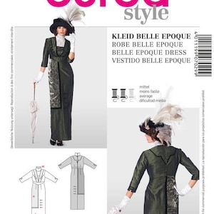 Burda 7029 Rzadki OOP Misses ok. 1880-90's Belle Epoque Dress Costume Wzór do szycia (wszystkie rozmiary US 10-24 / Eur 36-50) Nowy/Nierozcięty