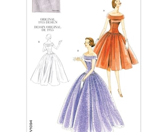 Vogue V1094 OOP Misses' Vintage 1955 Misses'/Misses' Jurk Naaipatroon (Twee Maten: AA 6-12 / EE 14-20) Nieuw/Ongesneden