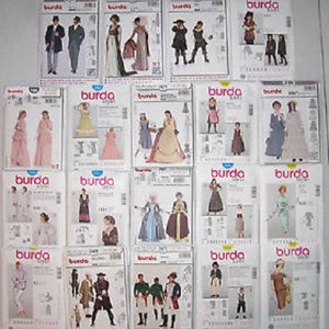 May include: A collection of sewing patterns featuring various designs for clothing, including dresses, skirts, tops, and pants. The patterns are printed on white paper with colorful illustrations and text.