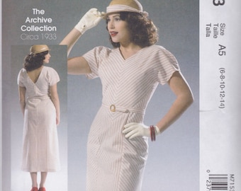 McCall's M7153 OOP Archive Collection c1933 Misses Dress & Belt Sewing Pattern (Sz: A5 6-14 / E5 14-22) New/Uncut
