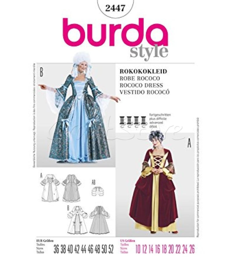 Burda Mens Sewing Pattern 2471 36-48 by Burda Napoleon Costume Sizes 