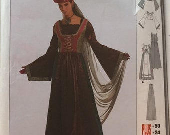 Burda 2509 Misses Medieval Lady of the Castle Costume Sewing Pattern (All Sizes US 10-24 / Eur 36-50) New/Uncut