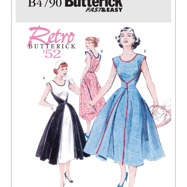 Butterick B4790 RETRO 1952 Walk-Away Wrap Dress Sewing Pattern (Two Sizes: 6-8-10-12-14 / 14-16-18-20-22) New/Uncut