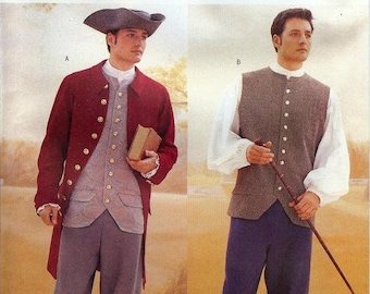 Butterick B3072 OOP? Men's 18th Century Colonial/Revolutionary Costume Sewing Pattern (Three Sizes: 32-36/38-42/44-48) New/Uncut