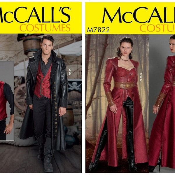 McCall's M7821/7822 VAN HELSING or Game of Thrones Fantasy Costume Sewing Patterns (Choice of Mens/Misses) New/Uncut