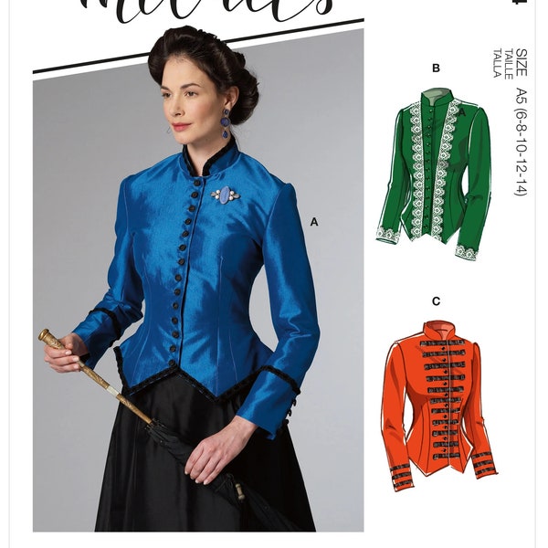 Butterick B6400 / McCall's M8134 Misses Victorian/Edwardian Steampunk Military Basque Jacket Pattern (2 Sizes: A5 6-14 / E5 14-22) New/Uncut