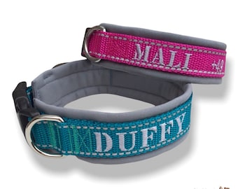 Personalized/embroidered collar with reflective stripes
