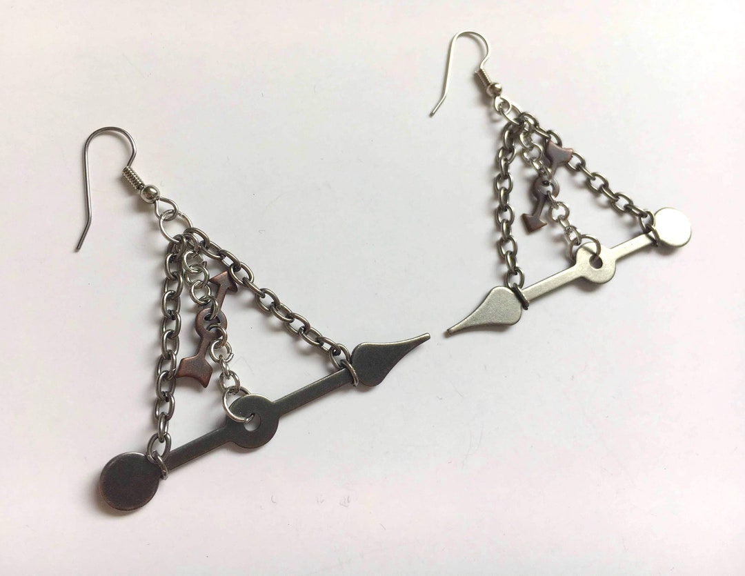 Dangling Clock Hand Earrings Etsy