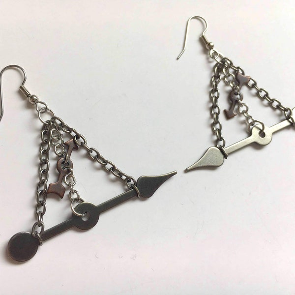 Dangling Clock Hand Earrings