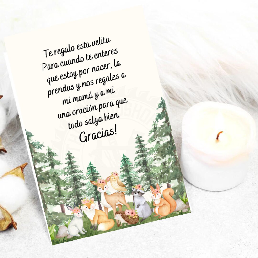 Spanish Baby Shower Card Spanish Favor Cards Candle Favors Etsy