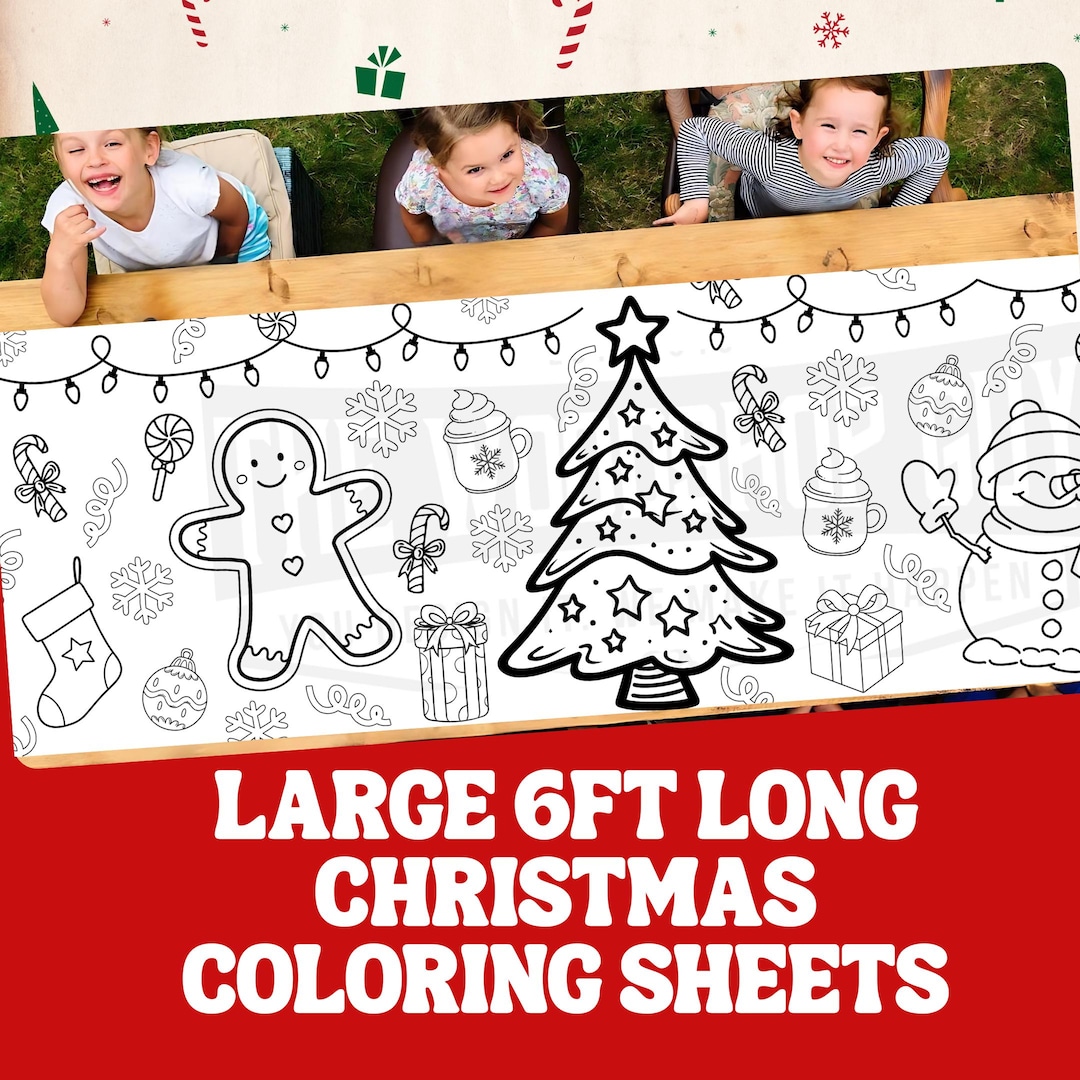 Giant Christmas Coloring Sheet, Coloring Holiday Tablecloth, Large ...