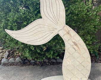 Enchanting 4ft Wood Mermaid Prop | Mermaid Tail | Mermaid Birthday Decoration | Underwater Theme | Sirena de Madera