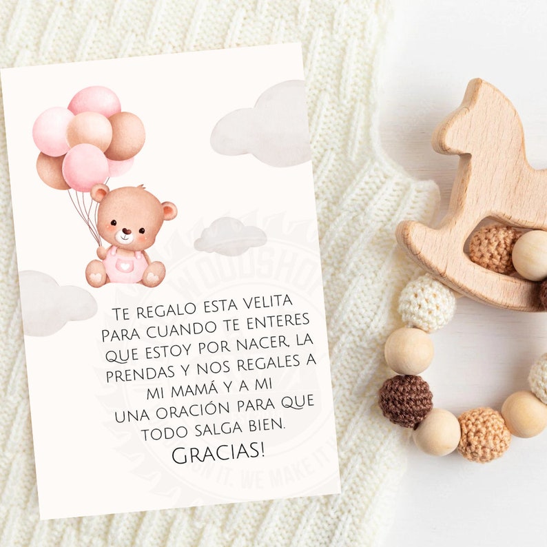 Spanish Baby Shower Card Spanish Favor Cards Candle Favors Etsy